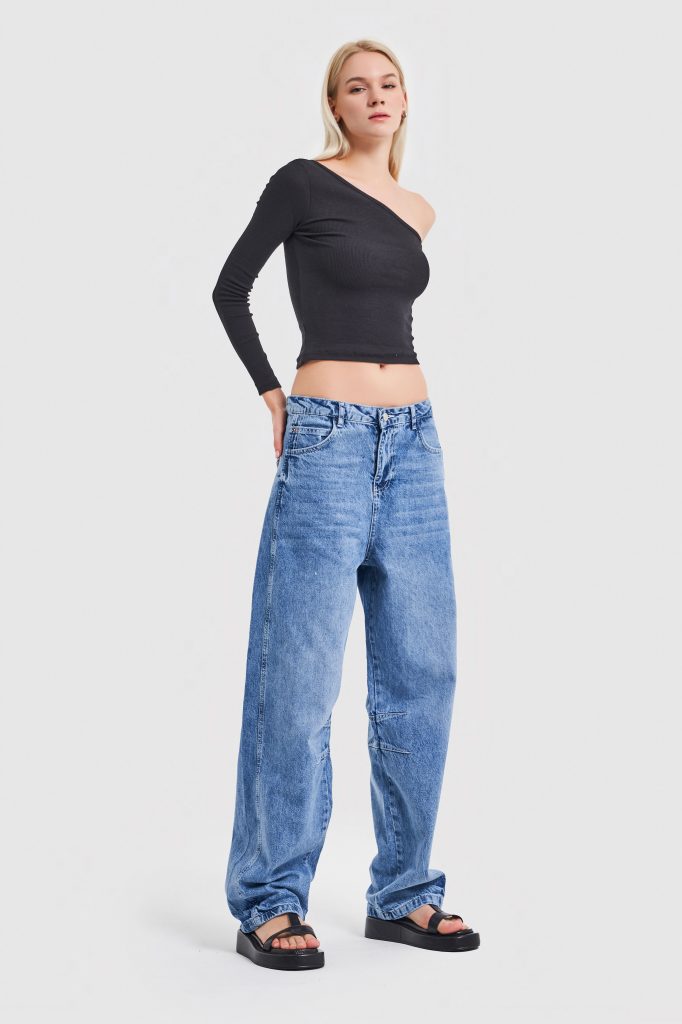 Джинсы Skater Fit низкой талии, светло-голубые, 100% коттон, размер 42 — изображение 2