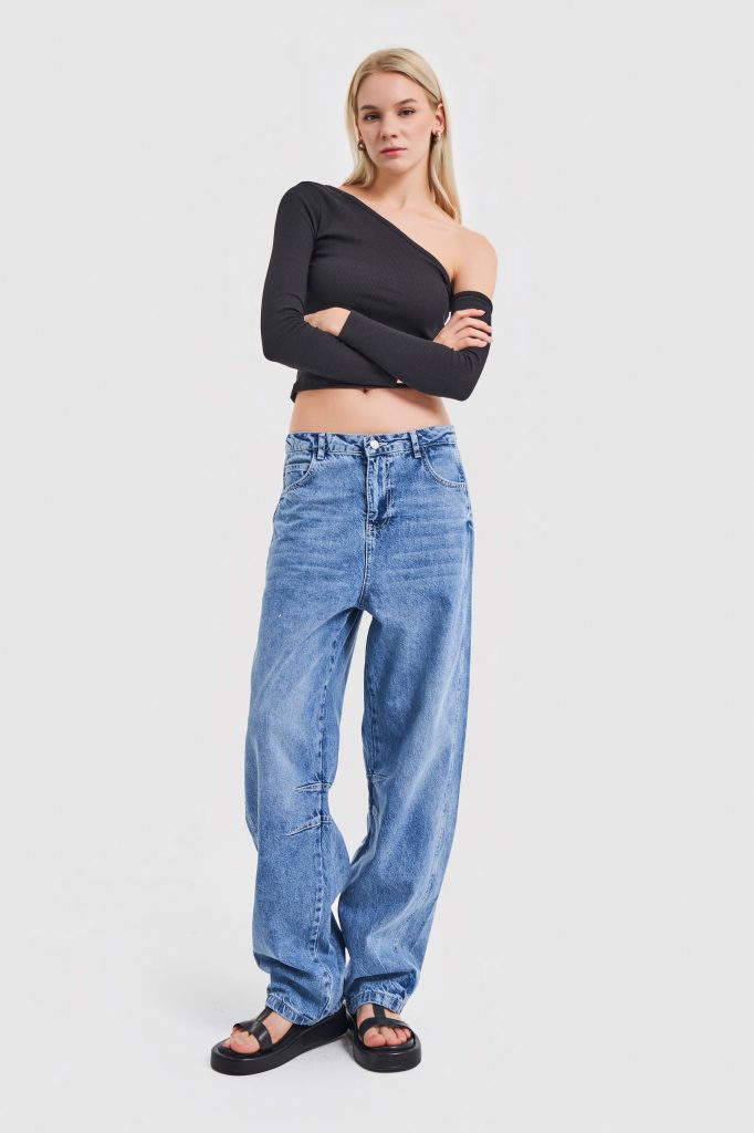 Джинсы Skater Fit низкой талии, светло-голубые, 100% коттон, размер 42 — изображение 3
