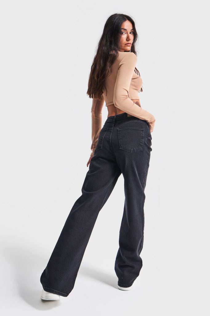 Женские темно-серые джинсы Straight Fit из хлопка без лайкры, стандартная длина, подходят для размеров 34-42 — изображение 3