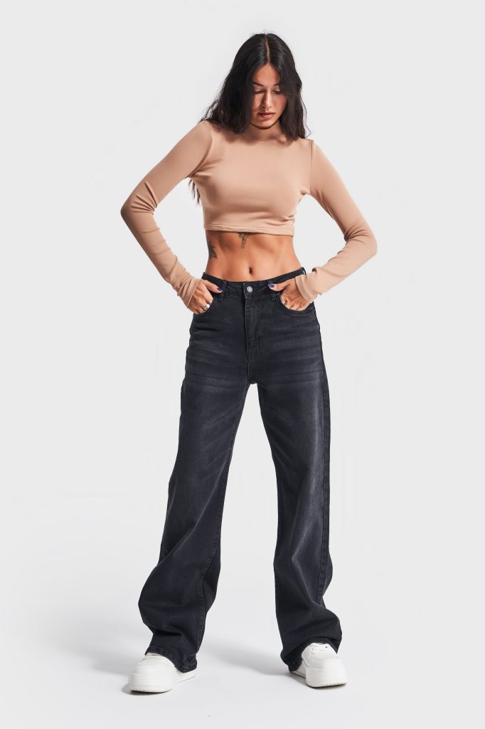 Женские темно-серые джинсы Straight Fit из хлопка без лайкры, стандартная длина, подходят для размеров 34-42 — изображение 5