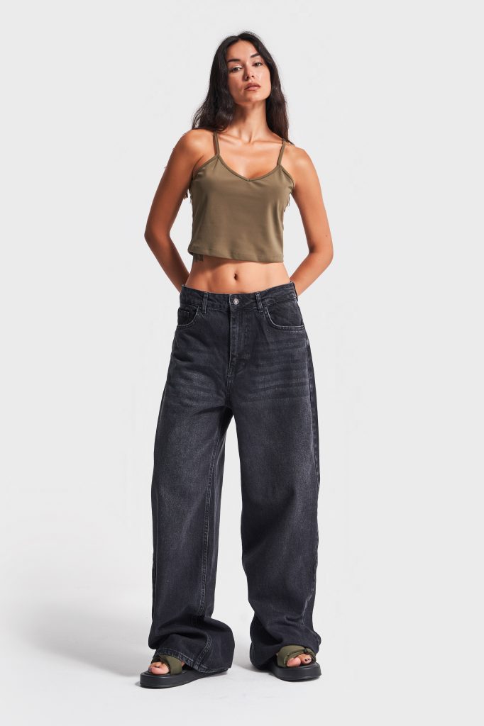 Kadın Koyu Füme Renk 2w41 Super Baggy Fit %100 Koton Denim — изображение 2