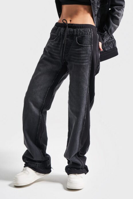 Kadın Koyu Füme Renk  2w41 Örme Denim Karışımlı Loose Fit Tasarım Denim — изображение 5