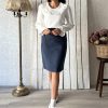 Короткая юбка индиго синего цвета из кашемира, узкий крой, состав: 30% шерсть, 55-60 см длина, рекомендована ручная стирка