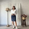 Короткая юбка индиго синего цвета из кашемира, узкий крой, состав: 30% шерсть, 55-60 см длина, рекомендована ручная стирка — изображение 3