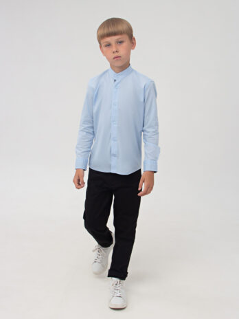 Рубашка (на кнопках)для мальчика школьная голубая